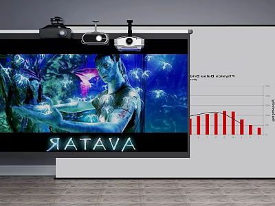 Projection Monitoring System Displaying Data Charts Human Figure On Screen Interface 3d model