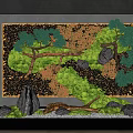 Contemporary Indoor Landscape Wall With Lush Green Plants Moss River Stones And Wooden Branches
