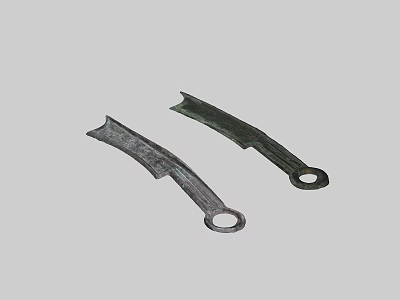 Ancient Bronze Knife Coins Antique Historical Currency Relics With Ring Ends 3d model