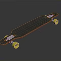 Stylish Longboard Skateboard With Black Deck Red Edge And Yellow Wheels