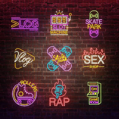 Neon Decorative Lights With Various Vibrant Themes For Shops And Recreational Spaces 3d model