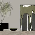 Modern Wall Art With Green Gray Horse Design And Potted Plant Decor