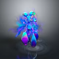Vibrant Blue Purple Gradient Fantasy Character With Transparent Wings Aura Effect And Bottom Reflection