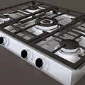 Stainless Steel Gas Stove Tops With Multiple Burners And Control Knobs For Modern Kitchens 3d model