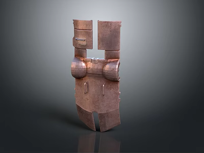 Abstract Metallic 3D Model Featuring Drawer Compartments And Circular Protrusions 3d model
