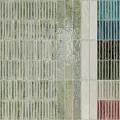 Multicolor Floor Tiles With Vertical Stripes And Diverse Textured Patterns