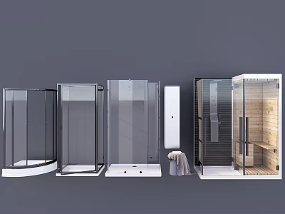 Modern Shower Sauna Design Options With Glass Enclosures And Various Styles 3d model