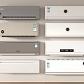 Multiple Modern Air Conditioner Fan Units In White And Gray With Sleek Design Features