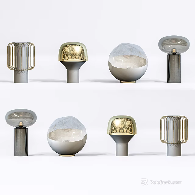 Modern Table Lamps With Various Shapes And Materials For Home Decor 3d model