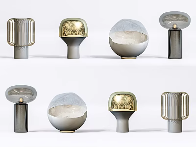 Modern Table Lamps With Various Shapes And Materials For Home Decor 3d model