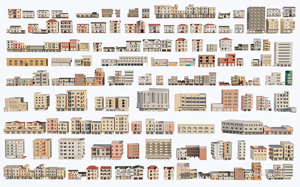 Rural Self Built Houses With Diverse Architectural Styles And Exterior Designs 3d model 