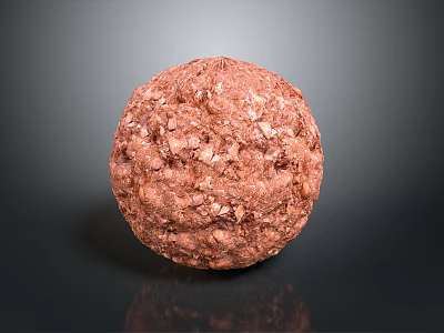 Red Spherical Food Ball With Textured Surface And Brown Particles On Dark Background 3d model