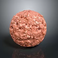 Red Spherical Food Ball With Textured Surface And Brown Particles On Dark Background 3d model