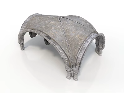 Medieval Stone Arched Building Structure With Multiple Vaulted Arches And Architectural Details 3d model