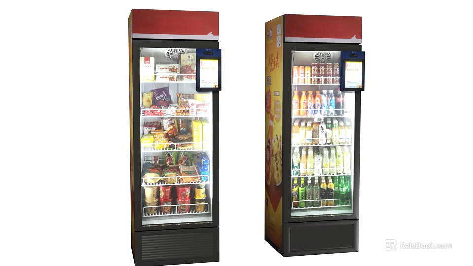 Commercial Vertical Glass Door Refrigerator Display Cases For Beverages And Snacks 3d model 