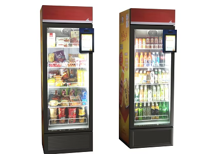Commercial Vertical Glass Door Refrigerator Display Cases For Beverages And Snacks 3d model