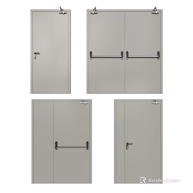 Fire Equipment Fire Doors With Various Styles And Safety Features For Emergency Use 3d model 