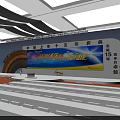 Colorful Stage Setup With Rainbow Decoration Large Screen And Audience Seats