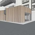Modern Commercial Storefront Design With Vertical Wooden Slats And Glass Front