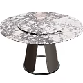 Modern Round Marble Dining Table With Three Metal Legs And Sleek Design 3d model