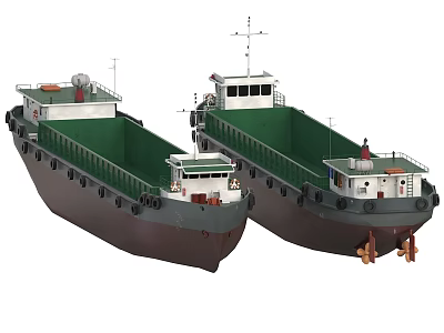 Two Cargo Ships Model With Green Holds And White Superstructures 3d model