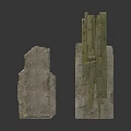 Gray Stone Blocks With Various Shapes And Notches On White Background 3d model