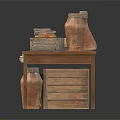 Artisanal Carved Clay Sculptures Displayed On Wooden Table With Books And Vessels
