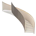 Modern Elegant Spiral Staircase With Curved Wooden Handrail And Illuminated Steps