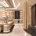 Elegant Jewelry Store Interior With Glass Display Counters And Crystal Chandelier