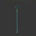 Ornamental Blue And Gold Weapon With Long Staff And Spherical Top Design