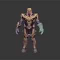 Detailed Thanos 3D Character Model With Golden Black Armor And Infinity Gauntlet