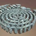 Spiral Stone Structure With Gray Natural Stones And Circular Arrangement Design