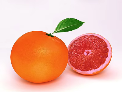 Colorful Orange Grapefruit Shaped Inflatable Model With Green Leaf Decoration 3d model
