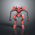 Red Mechanical Robot Featuring Humanoid Mech Design And Armored Exterior Details