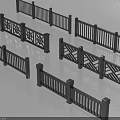 Various Black Railings With Different Design Patterns In 3d model