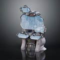 Futuristic Sci Fi Mechanical Console With Complex 3D Structure And Screens