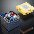 Durable Blue Toolbox Filled With Various Hardware Tools And Yellow Tool Case For Home Use 3d model