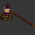 Wooden Gavel With Golden Accents On Carved Handle And Dark Background