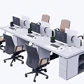 Modern Office Desk Setup With Ergonomic Chairs Computer Monitors And Drawers 3d model