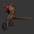 Fierce Muscular Monster Character With Textured Skin Sharp Spikes Large Claws And Red Horn