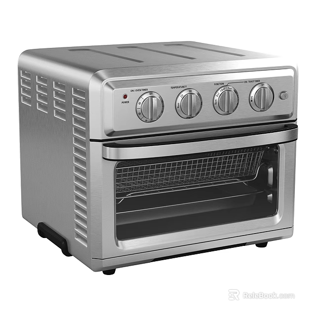 Stainless Steel Countertop Kitchen Oven With Control Knobs And Viewing Window 3d model 