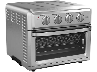 Stainless Steel Countertop Kitchen Oven With Control Knobs And Viewing Window 3d model