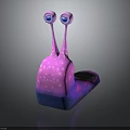 Cartoon Snail Character With Two Big Eyes Pink Blue Body And Spotted Texture