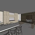Modern Office Interior With Wooden Wall Panels Decorative Paintings Comfortable Chairs And Large Window