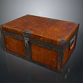 Vintage Wooden Storage Trunk With Metal Straps And Lock For Home Organization