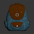 Blue Canvas Backpack With Brown Leather Flap Buckle And Side Pockets