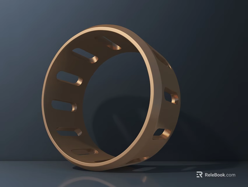 Urban Road Infrastructure Golden Circular Component With Perforated Holes 3d model 
