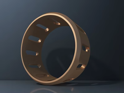Urban Road Infrastructure Golden Circular Component With Perforated Holes 3d model