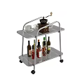 Modern Multi Tiered Wheeled Trolleys With Food Drinks And Kitchen Items 3d model