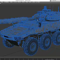 Modern Wheeled Armored Tank With Camouflage Paint Long Barrel And Antennas